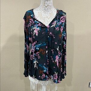 Floral Women's Top - Black and Pink